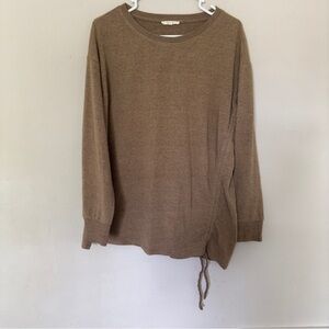 Anthropologie Easel Sweater Tan Long Sleeve Pullover Wom Small Assymetrical Tie